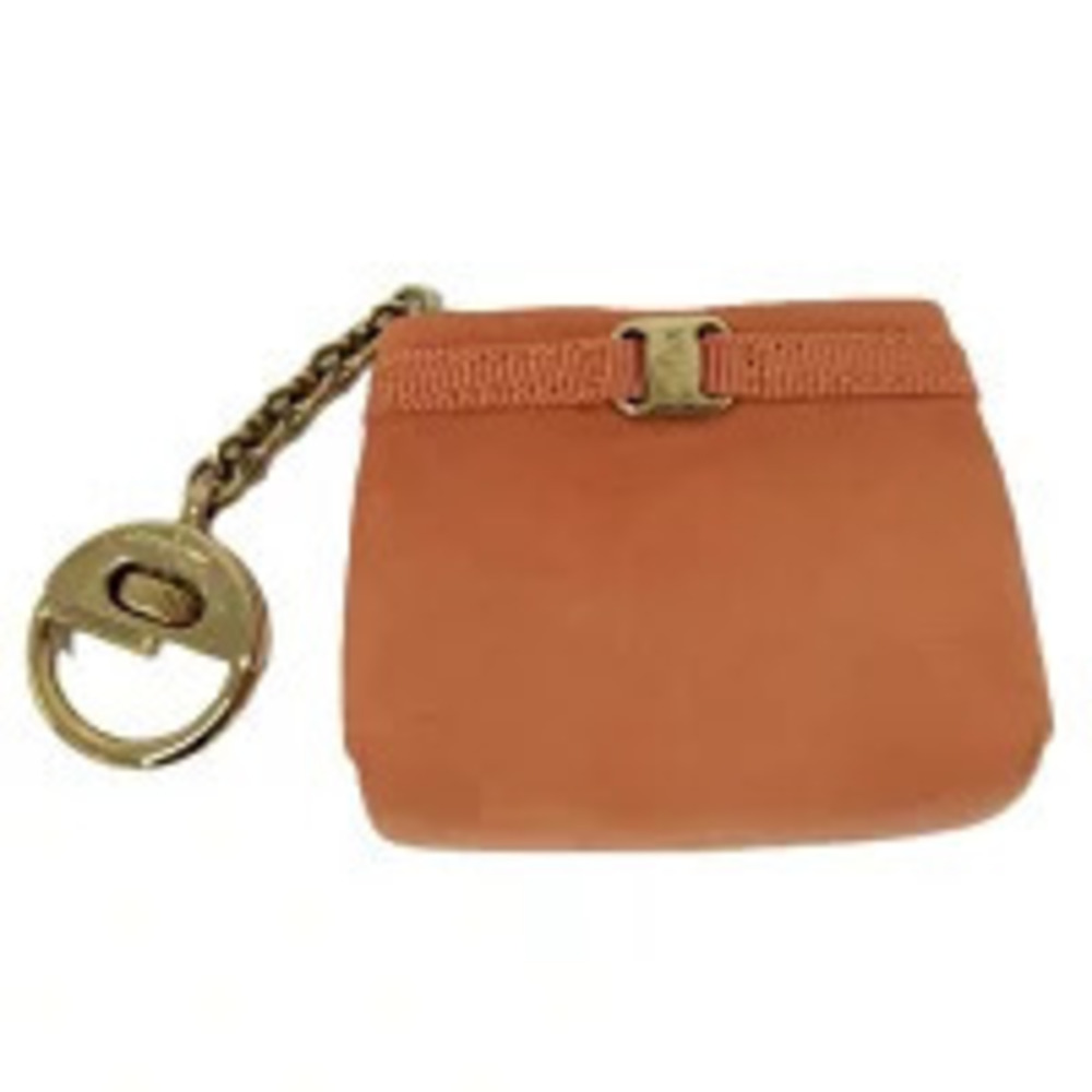Salvatore Ferragamo Keyring coin case Wallet Vara Leather Orange